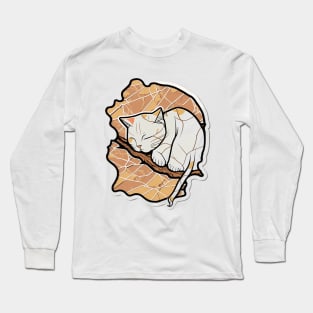 Kintsugi Japan Style Sleepy Cute Kitty Cat Long Sleeve T-Shirt